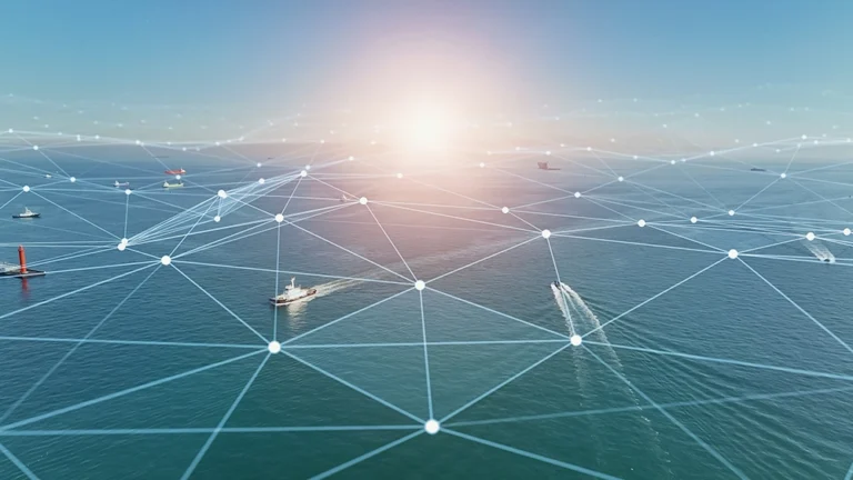 Ships with a visual wireless communication network.