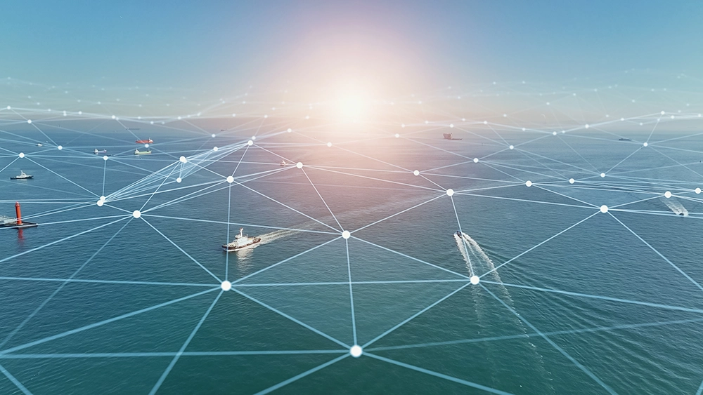 Ships with a visual wireless communication network.